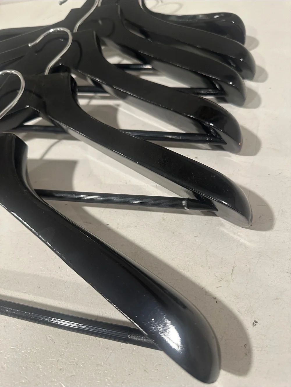 Black Wooden Suit Hangers with Metal Bar - Set of 6